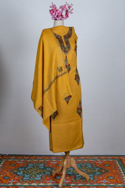 Amber Glow Sozni Hand Embroidered Suit