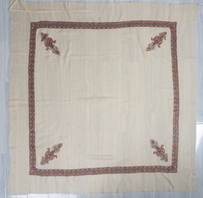 Ivory Rust — Pure Pashmina Sozni Hand-Embroidered Turma