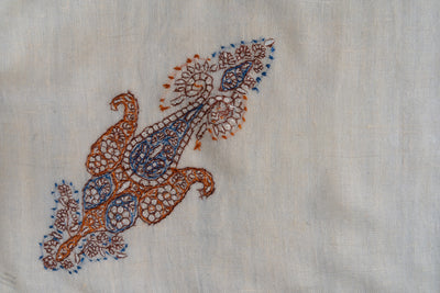 Ivory Rust — Pure Pashmina Sozni Hand-Embroidered Turma