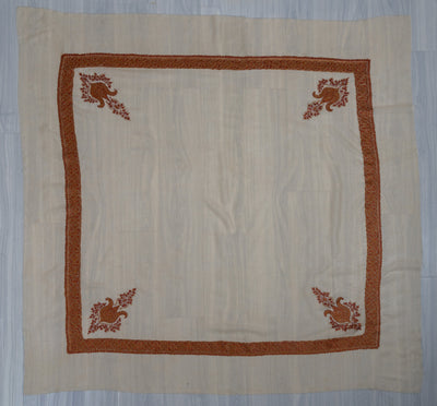 Amber Glow Rumal — Pure Pashmina Sozni Hand Embroidered