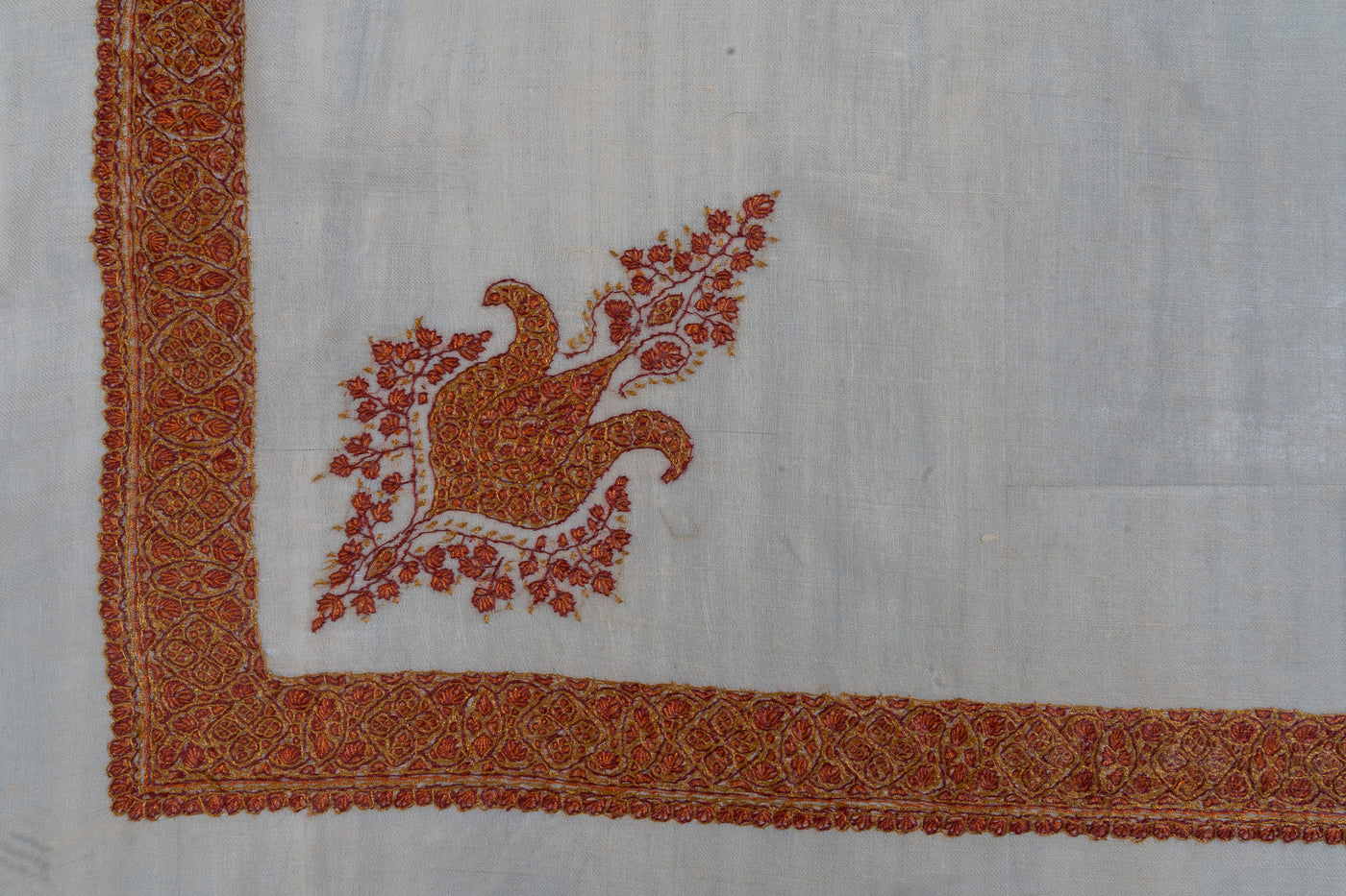 Amber Glow Rumal — Pure Pashmina Sozni Hand Embroidered