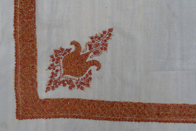 Amber Glow Rumal — Pure Pashmina Sozni Hand Embroidered
