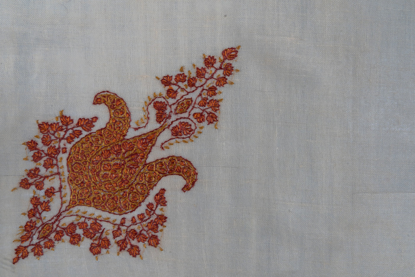 Amber Glow Rumal — Pure Pashmina Sozni Hand Embroidered