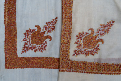 Amber Glow Rumal — Pure Pashmina Sozni Hand Embroidered