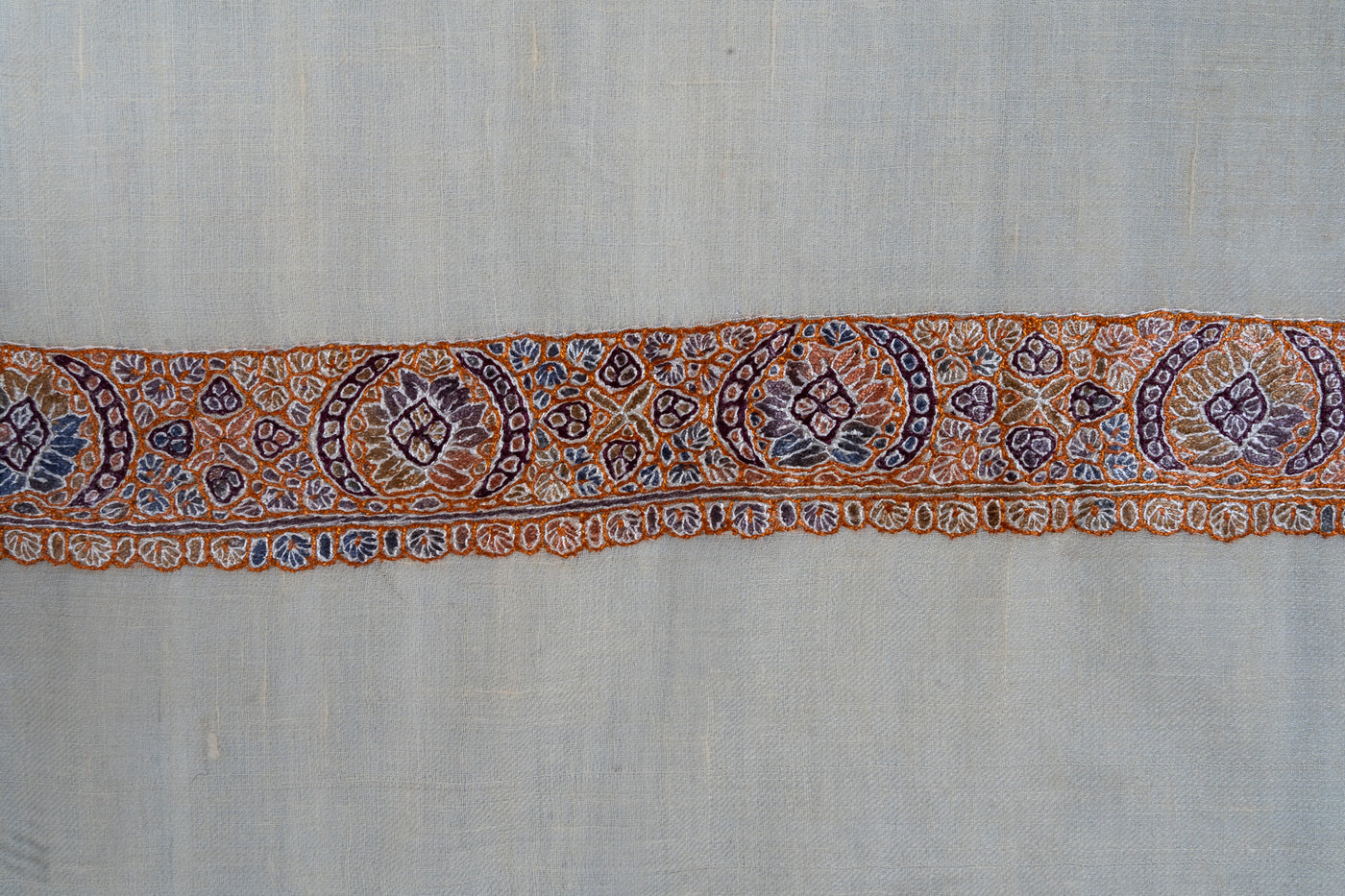 Saffron Mist Rumal — Pure Pashmina Sozni Hand Embroidered