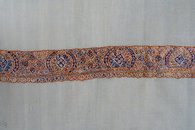 Saffron Mist Rumal — Pure Pashmina Sozni Hand Embroidered