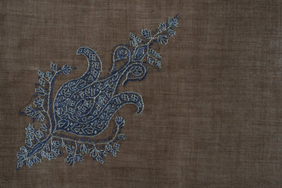 Mocha Sky Rumal — Pure Pashmina Sozni Hand Embroidered