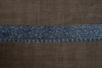 Mocha Sky Rumal — Pure Pashmina Sozni Hand Embroidered