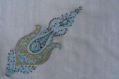 Celeste Gold Rumal — Pure Pashmina Sozni Hand Embroidered