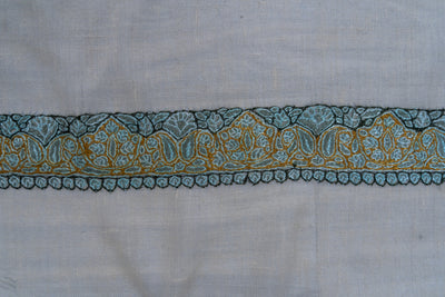 Celeste Gold Rumal — Pure Pashmina Sozni Hand Embroidered