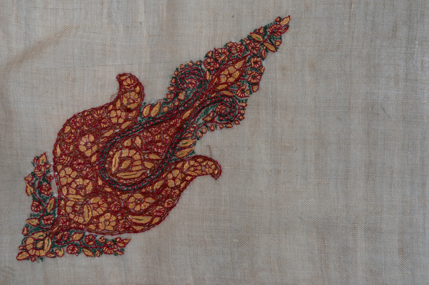 Tawny Ember Rumal — Pure Pashmina Sozni Hand Embroidered