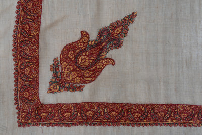 Tawny Ember Rumal — Pure Pashmina Sozni Hand Embroidered