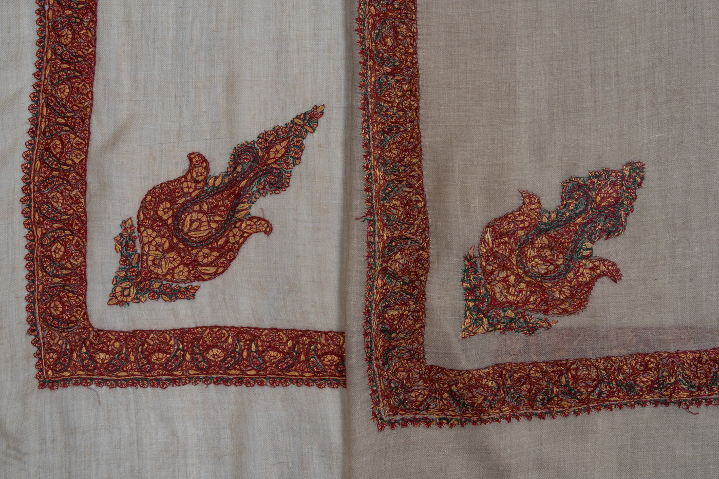 Tawny Ember Rumal — Pure Pashmina Sozni Hand Embroidered