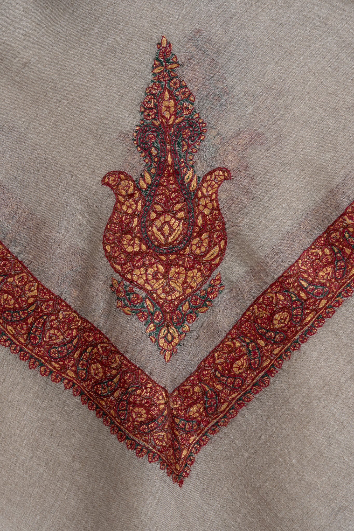 Tawny Ember Rumal — Pure Pashmina Sozni Hand Embroidered