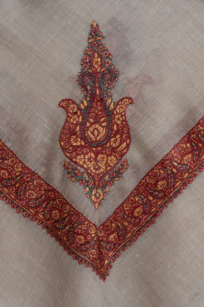 Tawny Ember Rumal — Pure Pashmina Sozni Hand Embroidered