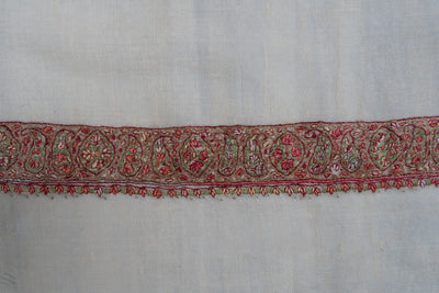 Coral Bloom Rumal — Pure Pashmina Sozni Hand Embroidered