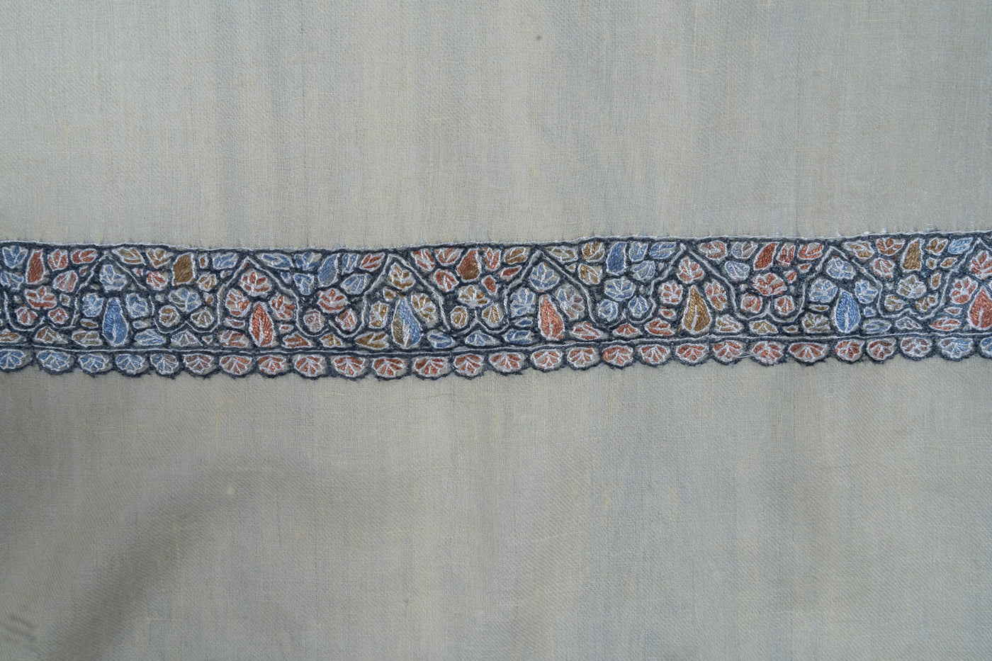 Azure Grace Rumal — Pure Pashmina Sozni Hand Embroidered