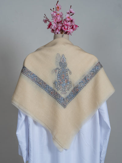 Azure Grace Rumal — Pure Pashmina Sozni Hand Embroidered
