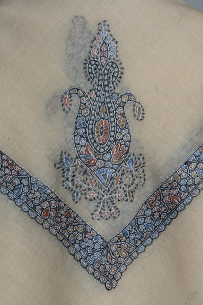 Azure Grace Rumal — Pure Pashmina Sozni Hand Embroidered