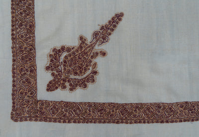 Cocoa Bloom Rumal — Pure Pashmina Sozni Hand Embroidered