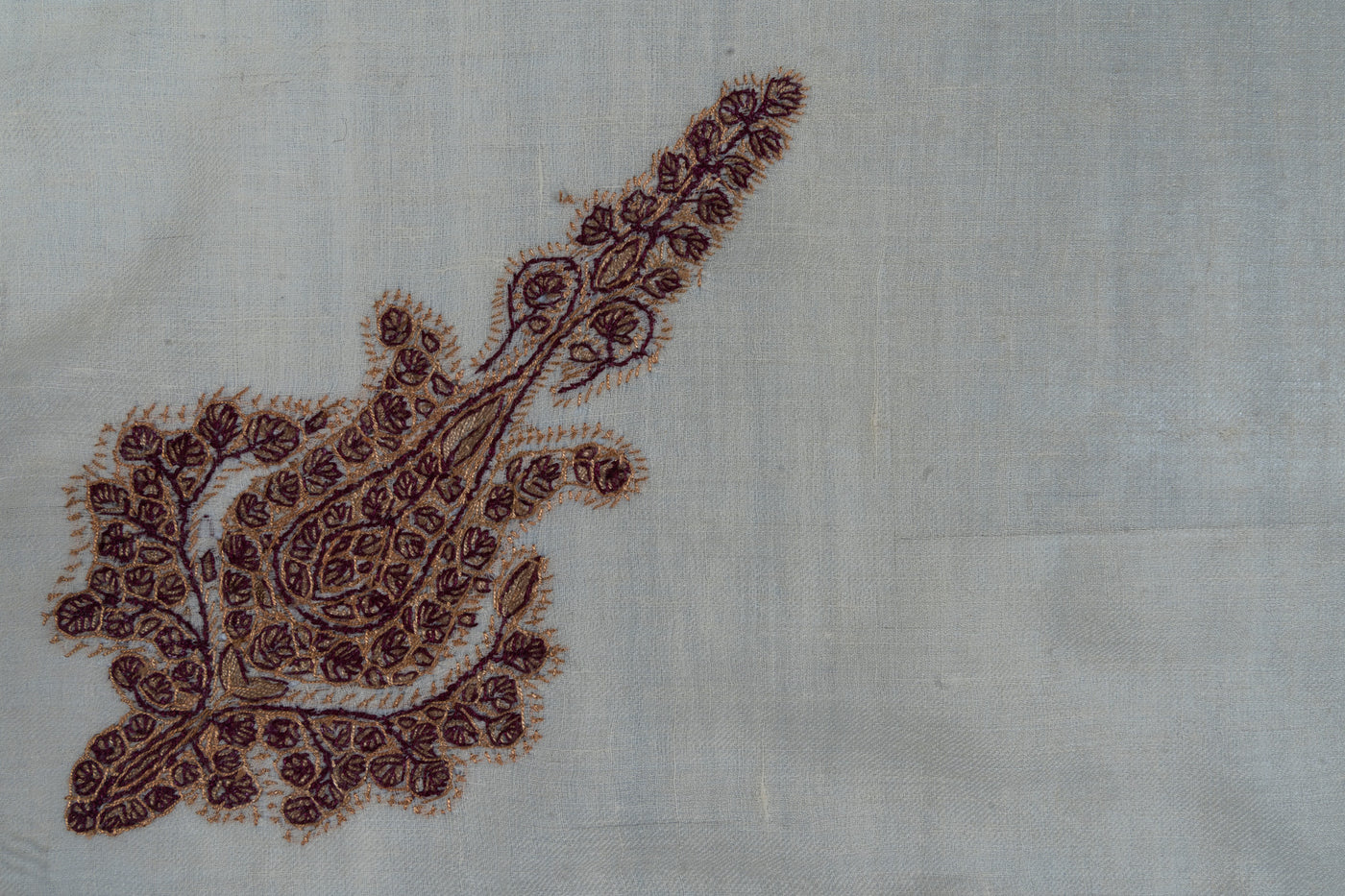 Cocoa Bloom Rumal — Pure Pashmina Sozni Hand Embroidered