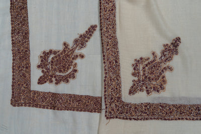 Cocoa Bloom Rumal — Pure Pashmina Sozni Hand Embroidered