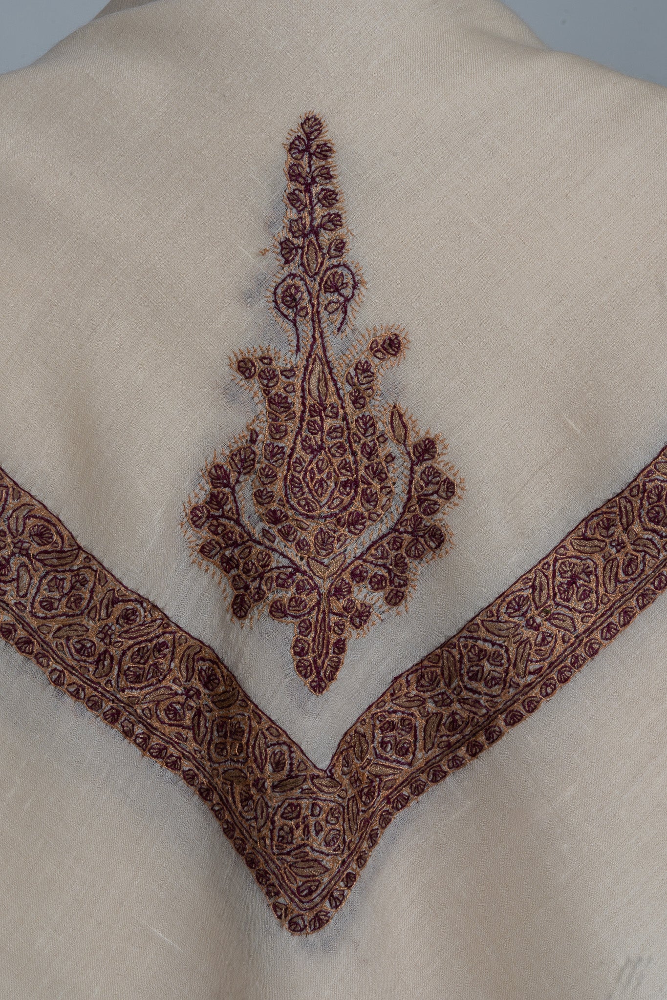 Cocoa Bloom Rumal — Pure Pashmina Sozni Hand Embroidered