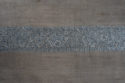 Slate Whisper Rumal — Pure Pashmina Sozni Hand Embroidered