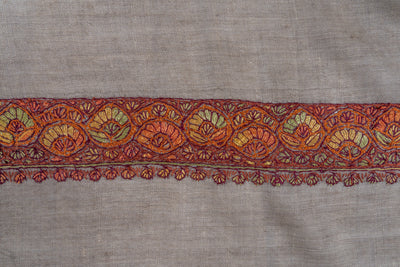 Ember Dusk Rumal — Pure Pashmina Sozni Hand Embroidered