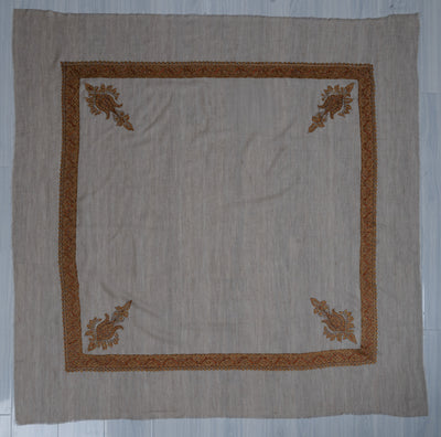 Amber Drift Rumal — Pure Pashmina Sozni Hand Embroidered