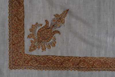 Amber Drift Rumal — Pure Pashmina Sozni Hand Embroidered