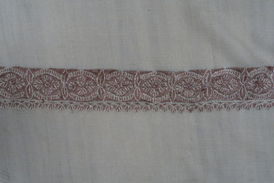 Mocha Lace Rumal — Pure Pashmina Sozni Hand Embroidered