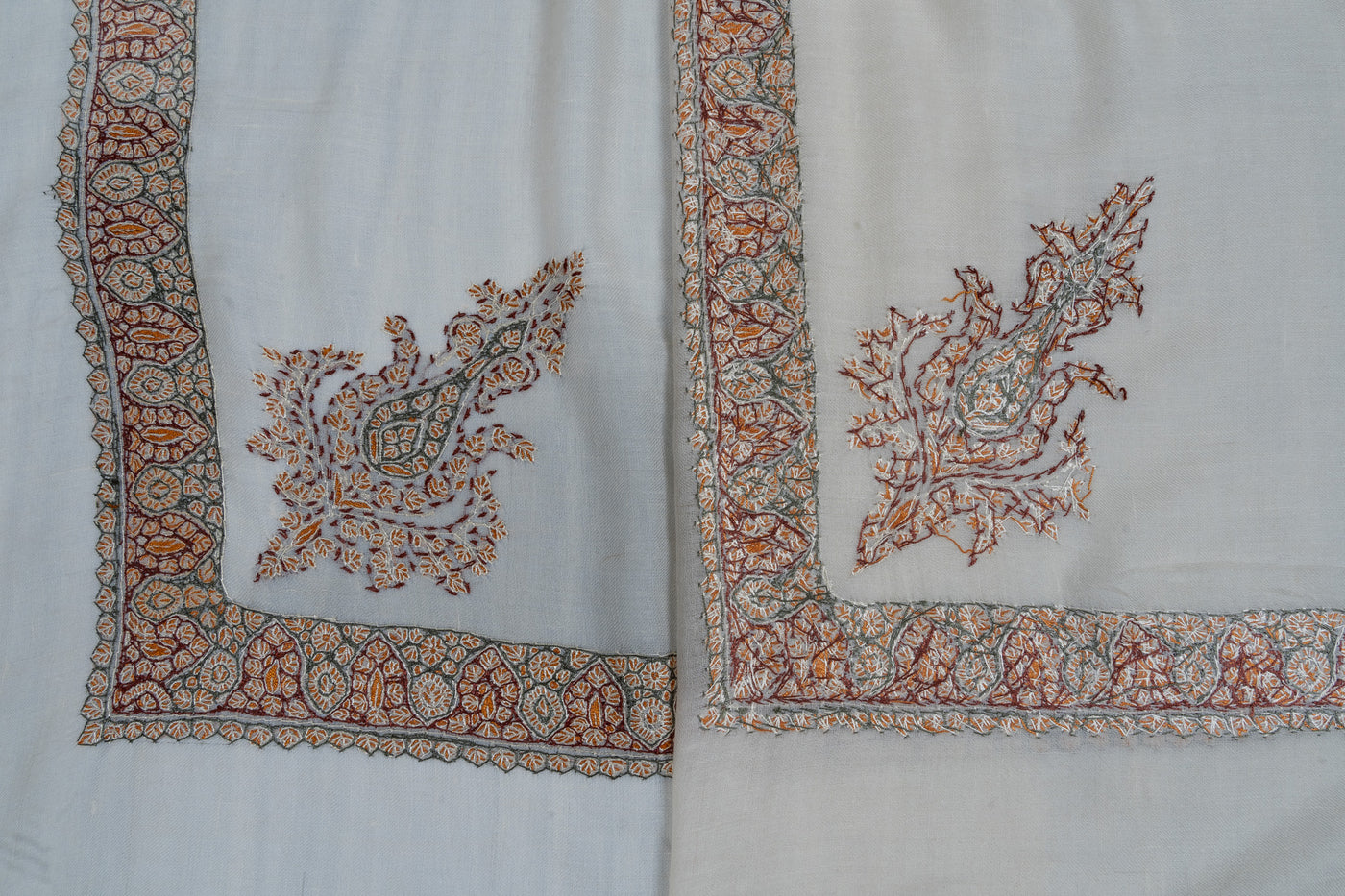 Amber Grove Rumal — Pure Pashmina Sozni Hand Embroidered