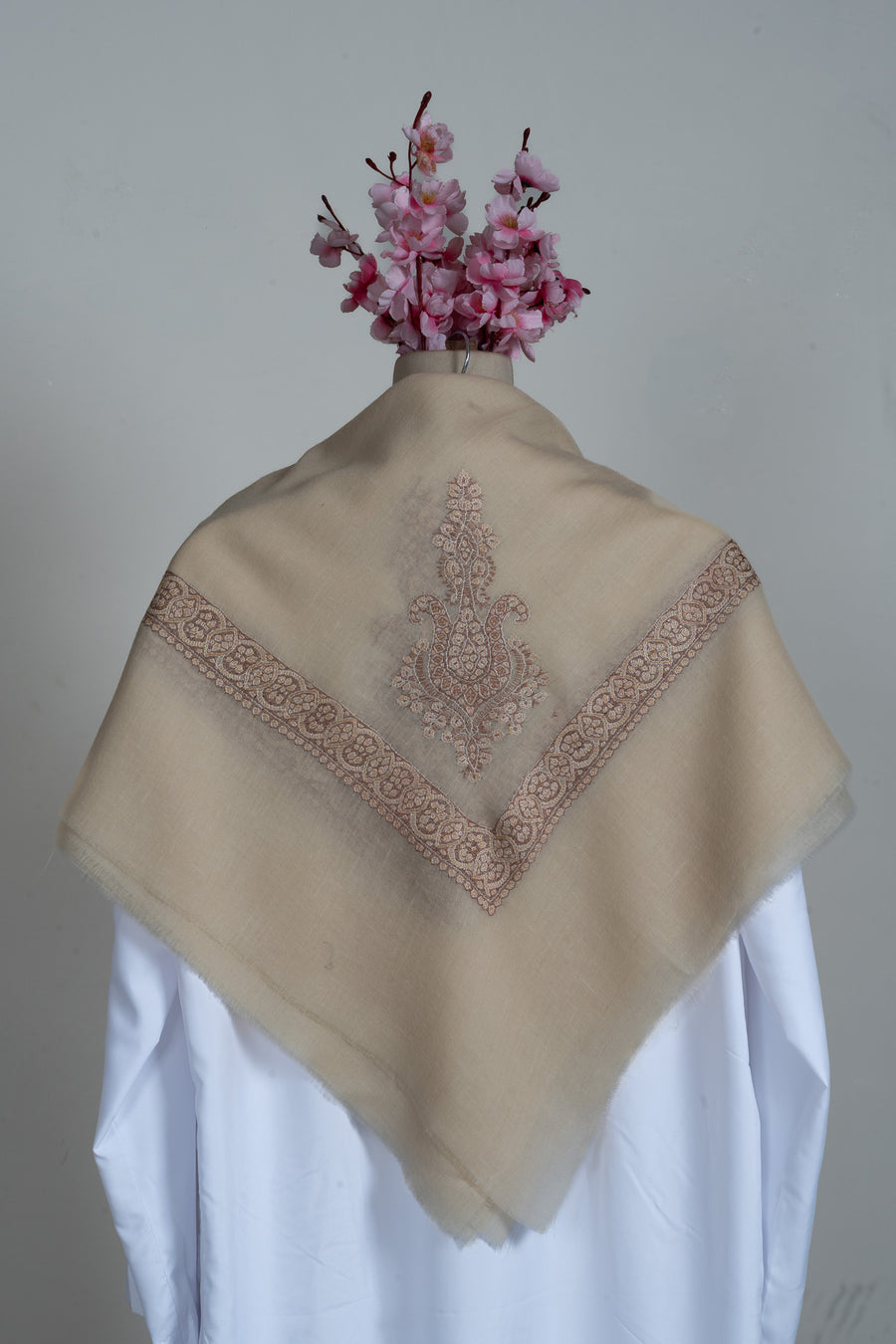 Sand Veil Rumal — Cashmere Sozni Hand Embroidered