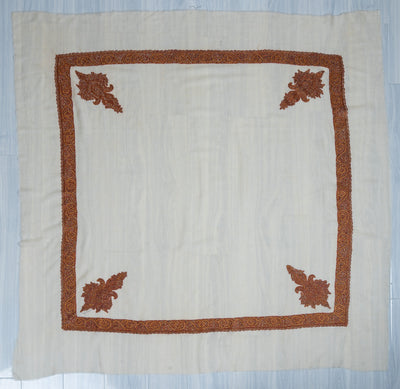 Burnished Rust Rumal — Pure Pashmina Sozni Hand Embroidered