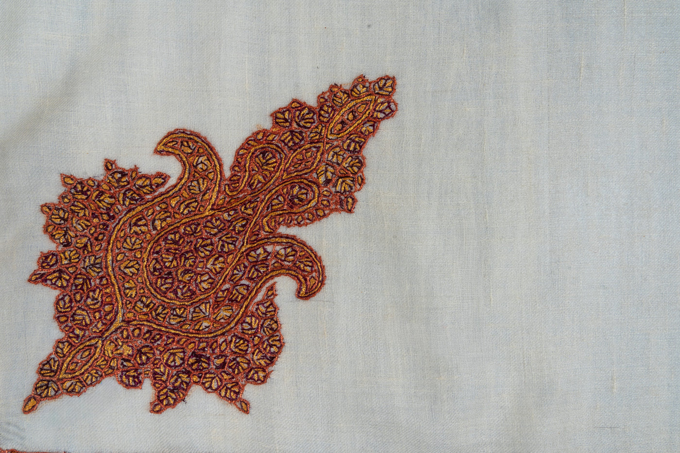 Burnished Rust Rumal — Pure Pashmina Sozni Hand Embroidered