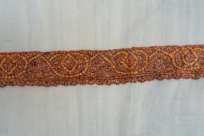 Burnished Rust Rumal — Pure Pashmina Sozni Hand Embroidered