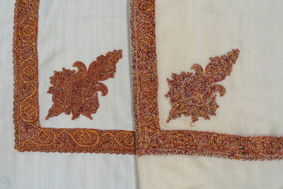 Burnished Rust Rumal — Pure Pashmina Sozni Hand Embroidered