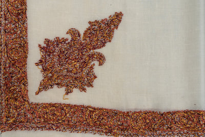 Burnished Rust Rumal — Pure Pashmina Sozni Hand Embroidered