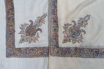Misty Dawn Rumal — Pure Pashmina Sozni Hand Embroidered