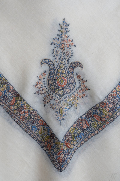 Misty Dawn Rumal — Pure Pashmina Sozni Hand Embroidered