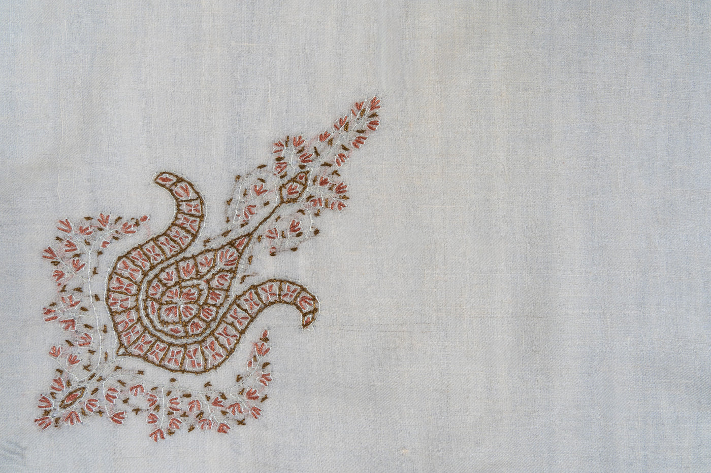 Rosewood Charm Rumal — Pure Pashmina Sozni Hand Embroidered