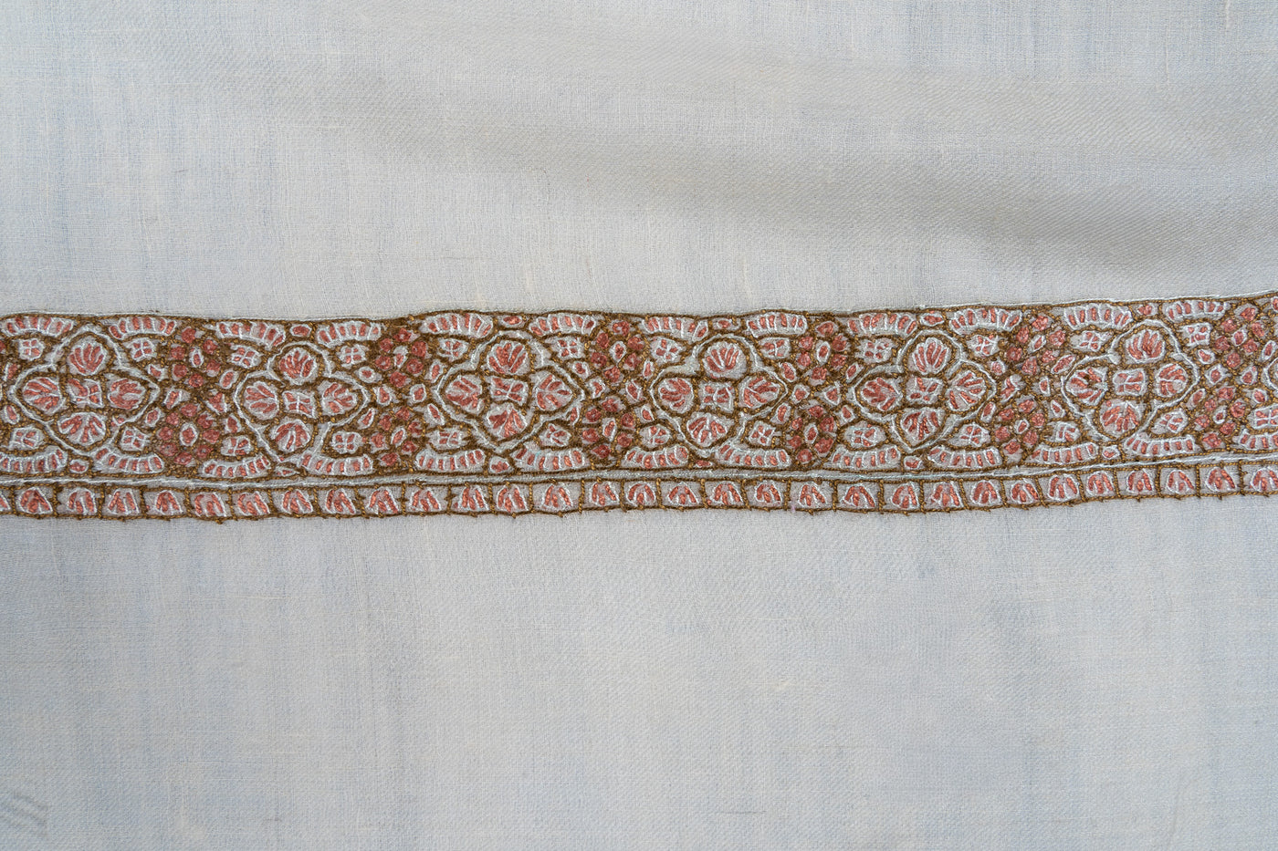 Rosewood Charm Rumal — Pure Pashmina Sozni Hand Embroidered