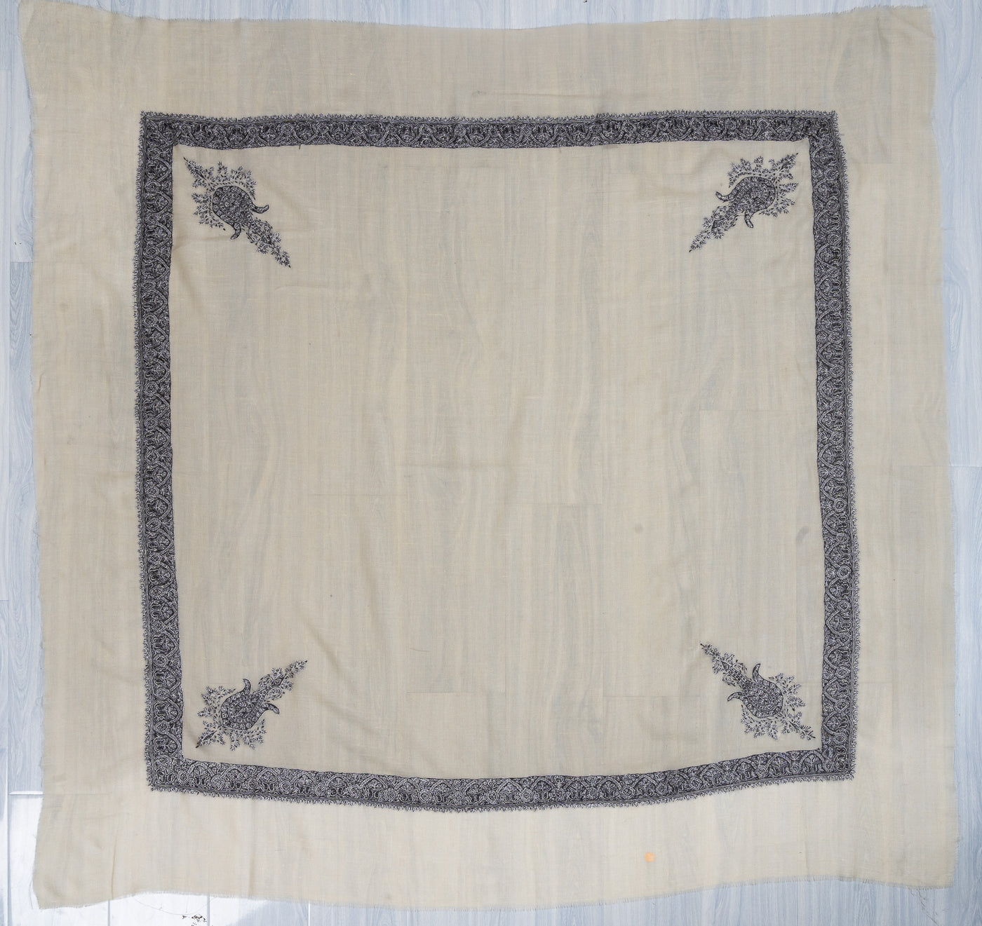 Midnight Veil Rumal — Pure Pashmina Sozni Hand Embroidered