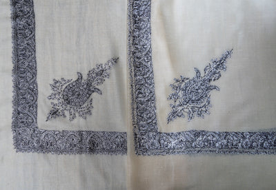 Midnight Veil Rumal — Pure Pashmina Sozni Hand Embroidered