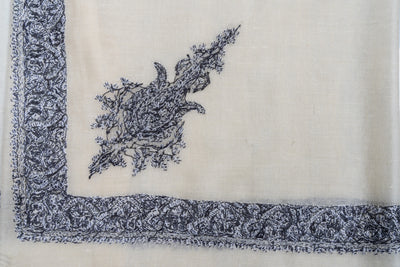 Midnight Veil Rumal — Pure Pashmina Sozni Hand Embroidered