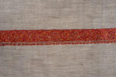 Crimson Earth Rumal — Pure Pashmina Sozni Hand Embroidered