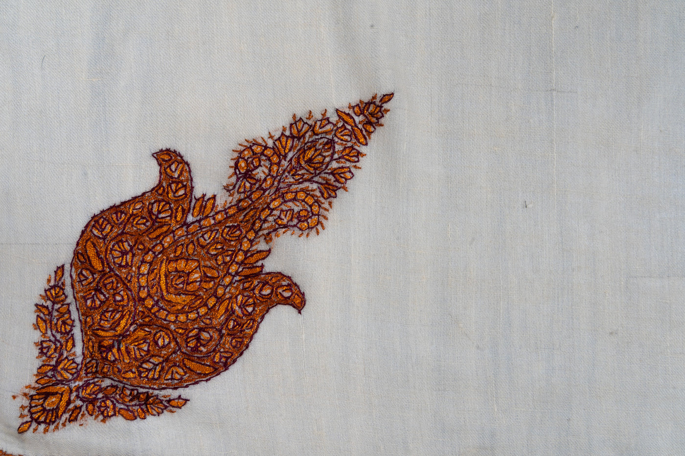 Autumn Flame Rumal — Pure Pashmina Sozni Hand Embroidered