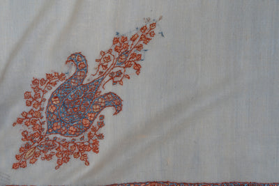 Saffron Sky Rumal — Pure Pashmina Sozni Hand Embroidered