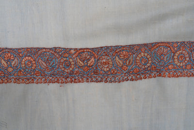 Saffron Sky Rumal — Pure Pashmina Sozni Hand Embroidered